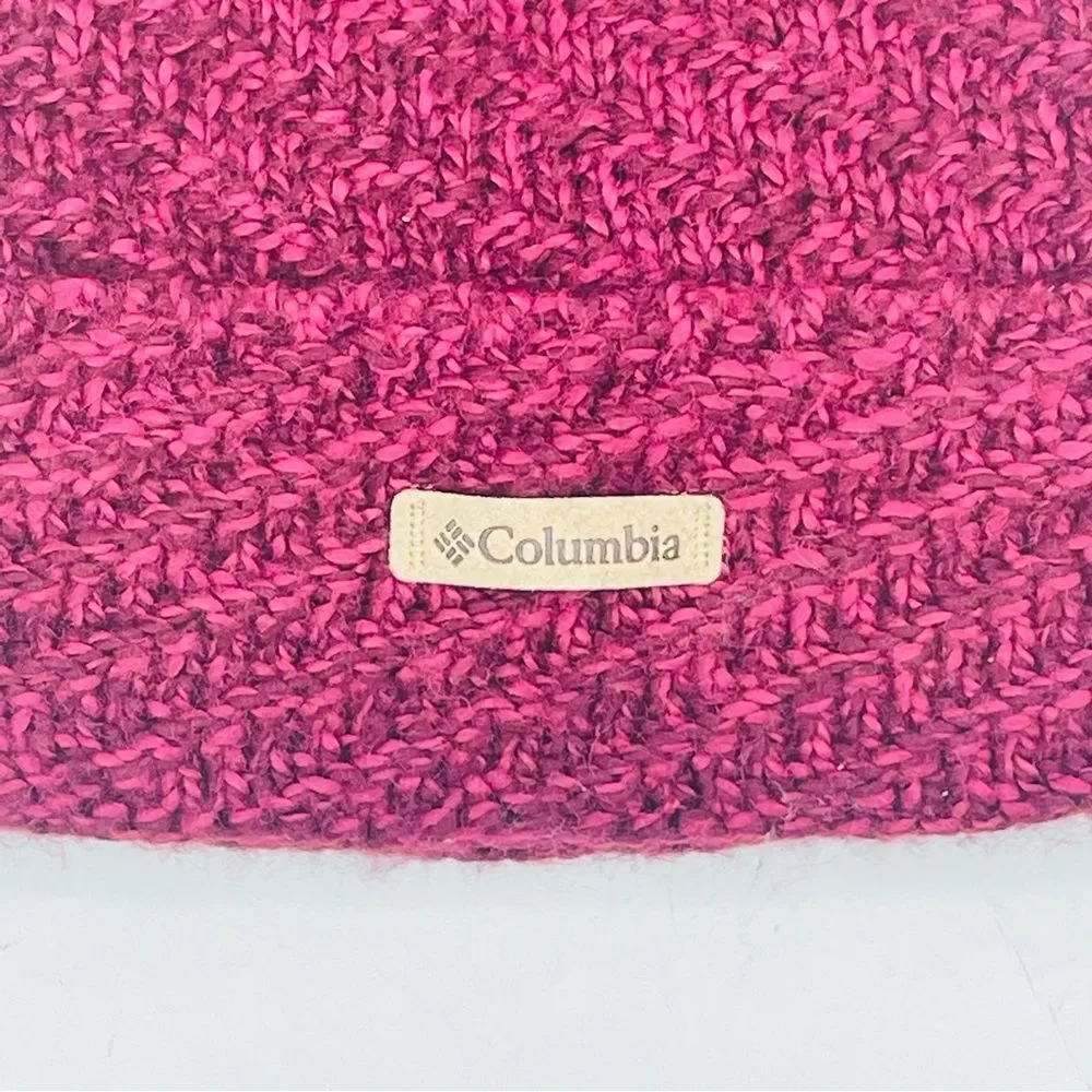 Columbia Cable Knit Adult Maroon Beanie Pom Pom